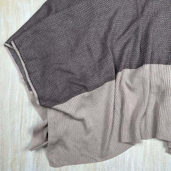 NWT LC Lauren Conrad Poncho Sweater Shrug Colorblock Boho Pom Pom Tie Front OS - Picture 11 of 12